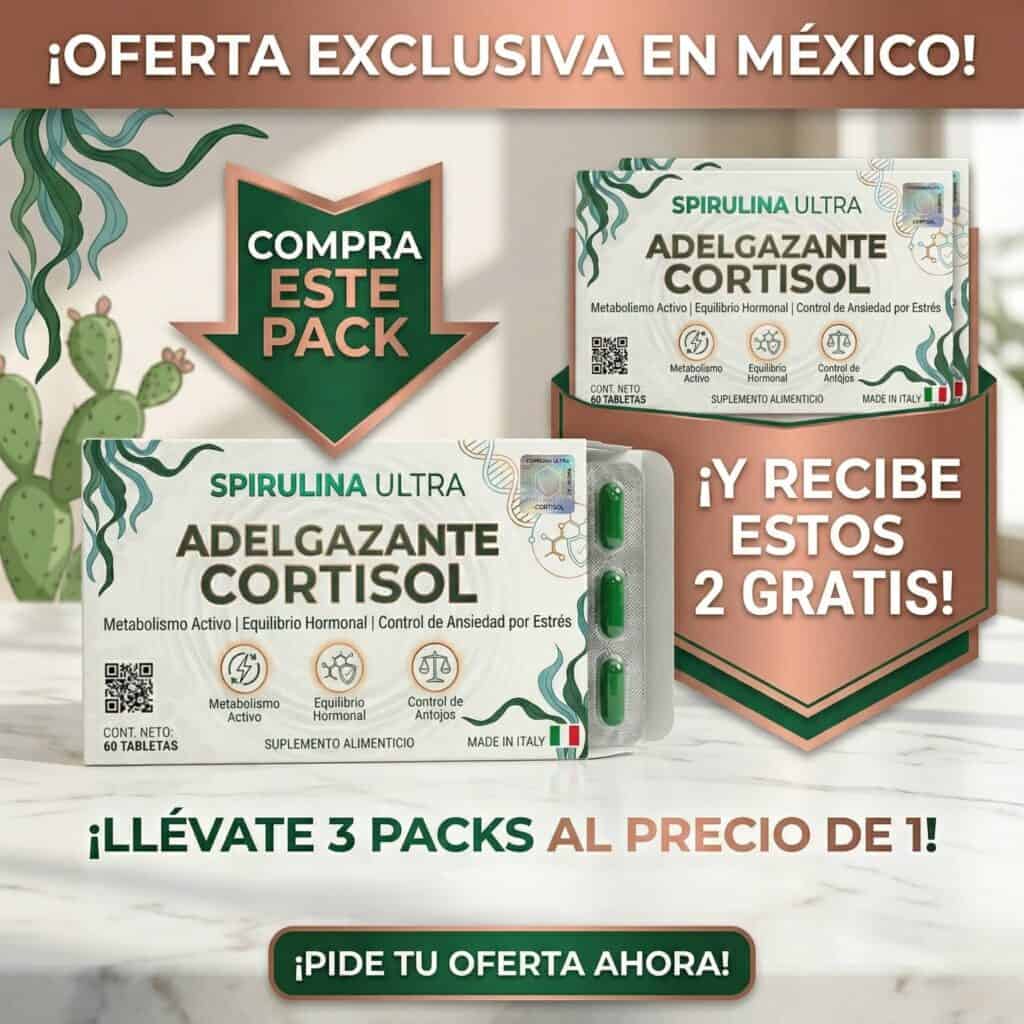 Pacchetti di Spirulina Ultra Adiprazante Cortisol in offerta in Messico.
