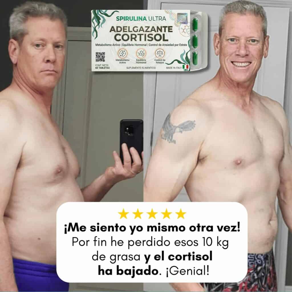 Doppio scatto di un uomo prima e dopo la perdita di 10 kg.